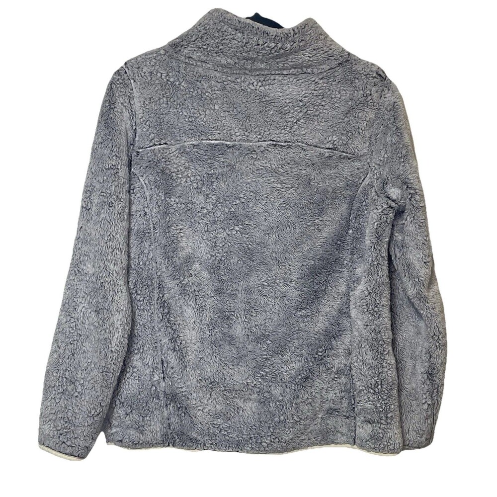 St. Johns Bay Fleece Pullover Quarter Zip Womens Sz M Faux Fur Gray Soft Cozy - Picture 8 of 13